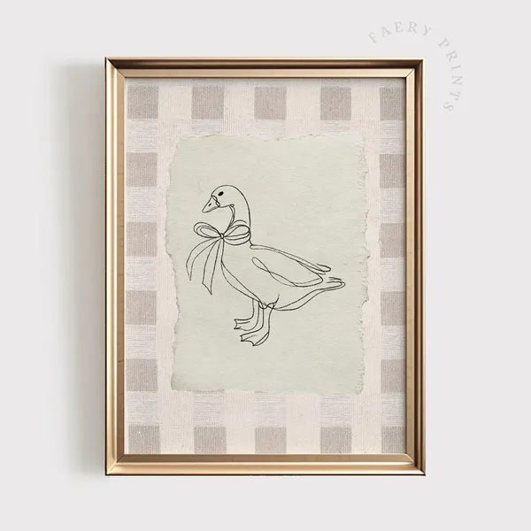 Goose Line Art Print, Neutral Nursery Decor