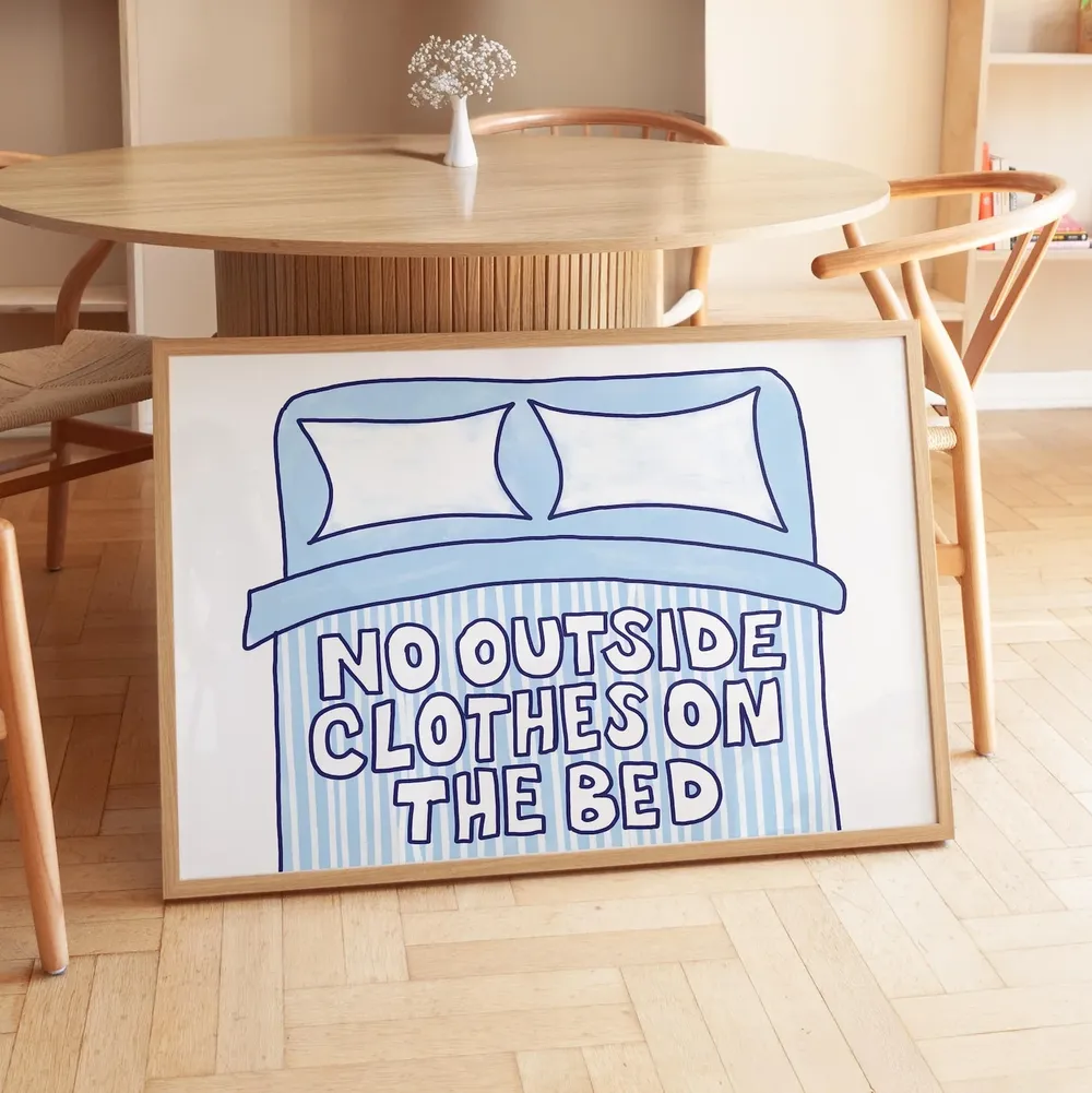 No Outside Clothes On The Bed Minimalist Typography Poster