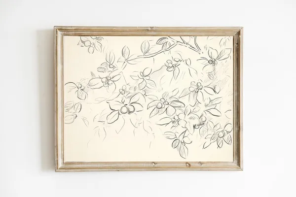 Vintage Botanical Floral Art Print, Farmhouse Decor