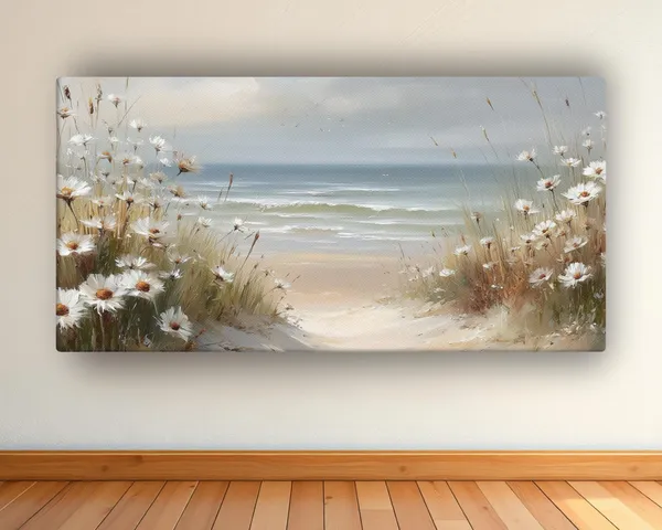 Daisy Beach Path Coastal Floral Seascape Art Print