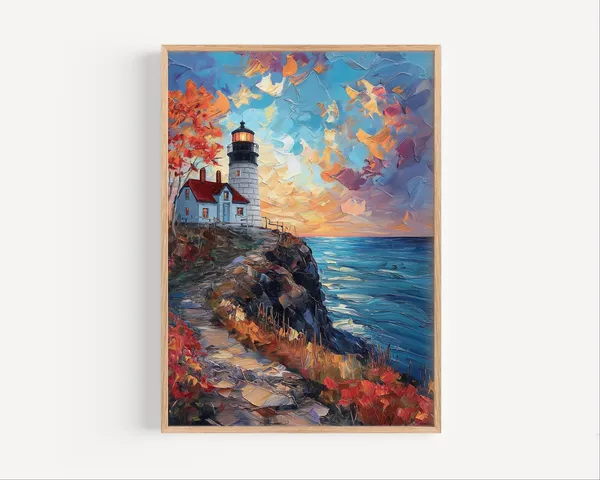 Lighthouse On Lake Superior, Great Lakes Art Print