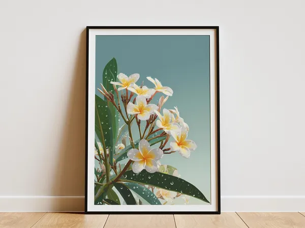 Plumeria Flower Hawaiian Decor Art Print, Tropical Botanical