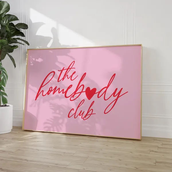 Homebody Club Minimalist Heart Art Print, Preppy