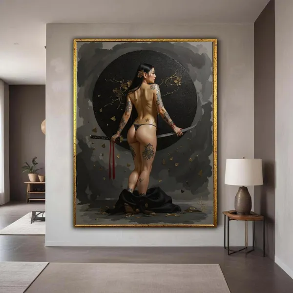 Tattooed Samurai Woman Modern Asian Warrior Art Print