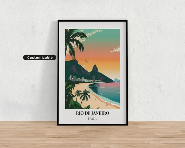 Rio De Janeiro Brazil Travel Poster, Custom Wall Art