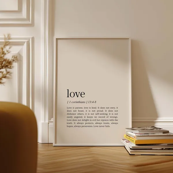 1 Corinthians 13:4-8 Love Never Fails, Art Print