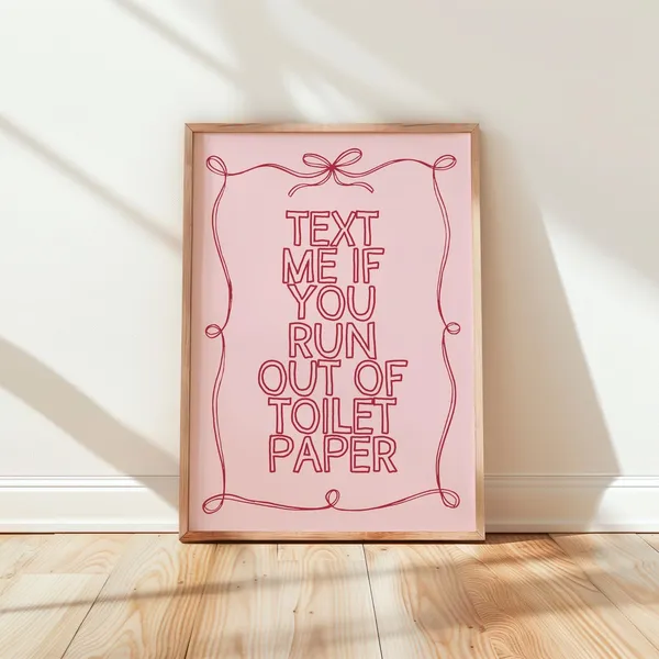 Pink Bathroom Wall Art Print, Girly Funny Decor