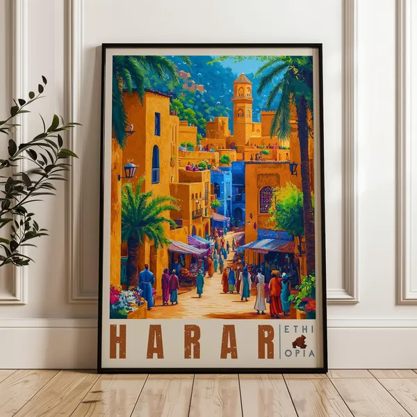 Harar Ethiopia Vintage Travel Poster, African Poster