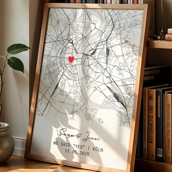 City Map Personalized With Heart Coordinates Art Print