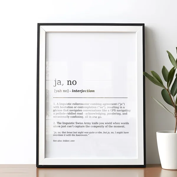 Ja No Funny South African Dictionary Definition Art Print