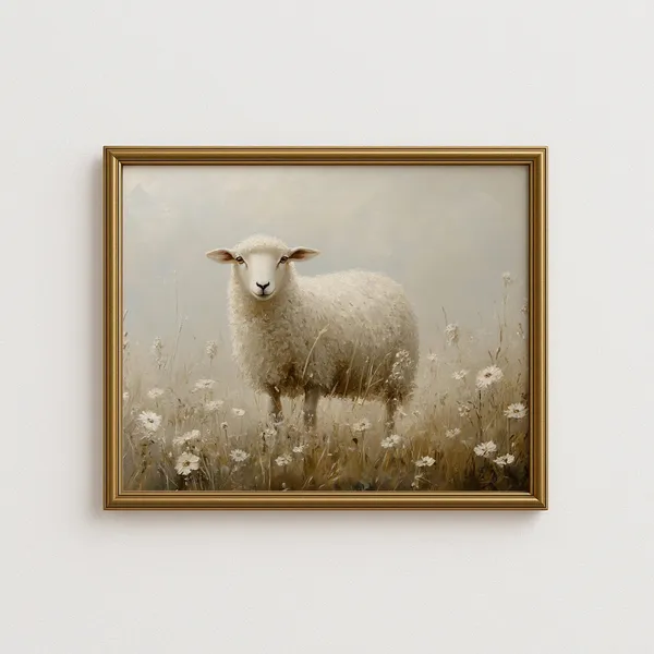 Sheep Pastoral Farm Animal Neutral Nursery Art Print