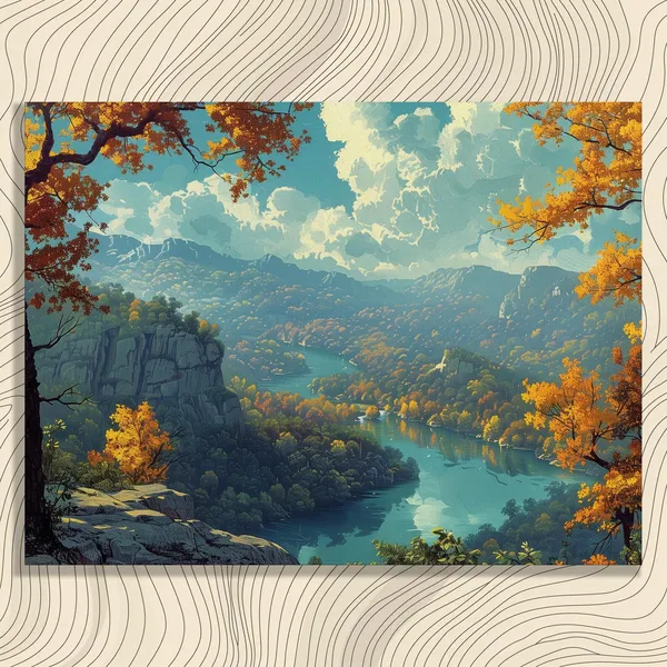 Arkansas Landscape Oil-Painting-Style Art Print