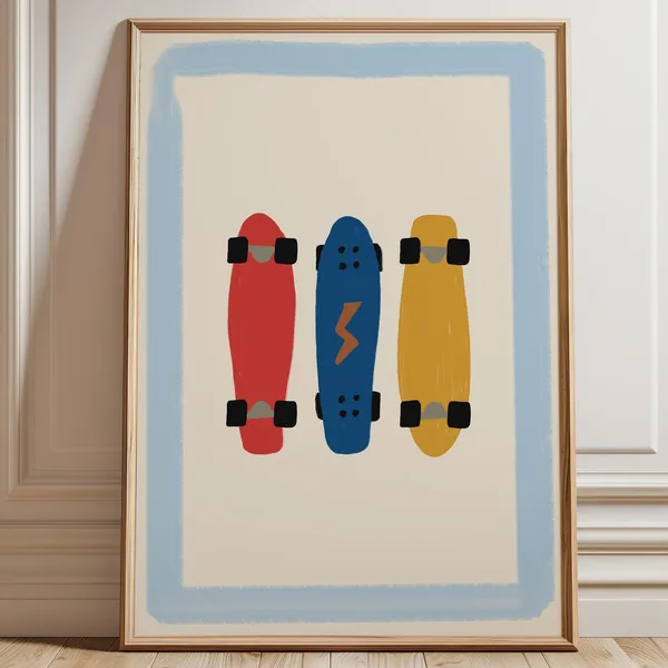 Skateboard Print, Toddler Room Decor Poster