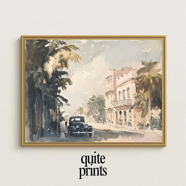 Havana Midcentury Modern Travel Poster, Tropical Decor