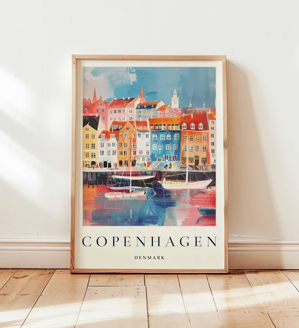 Copenhagen Travel Poster, Denmark City Art Print