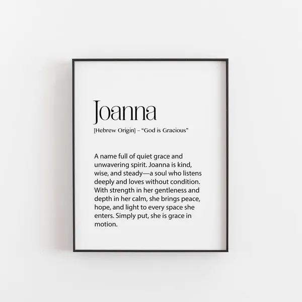 Joanna Name Meaning Art Print, Christian Nursery Decor