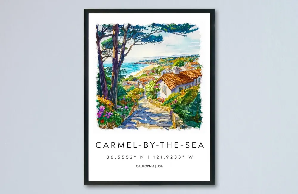 Carmel-By-the-Sea Watercolor Travel Poster