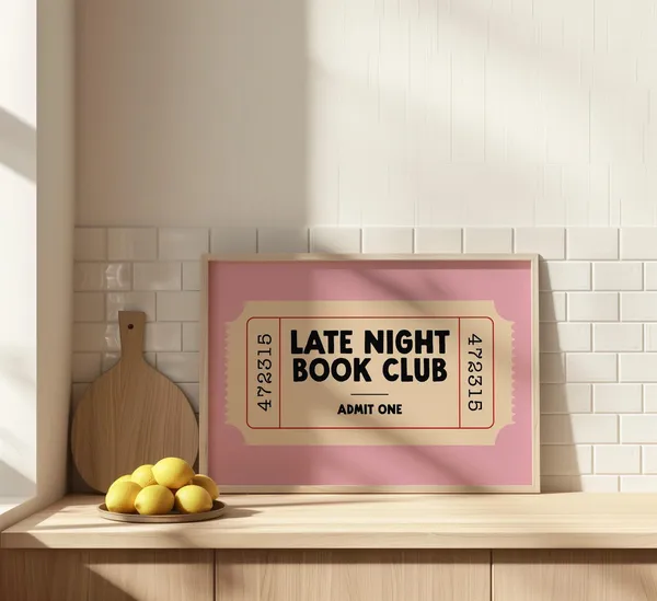 Late Night Book Club Library Reader Poster