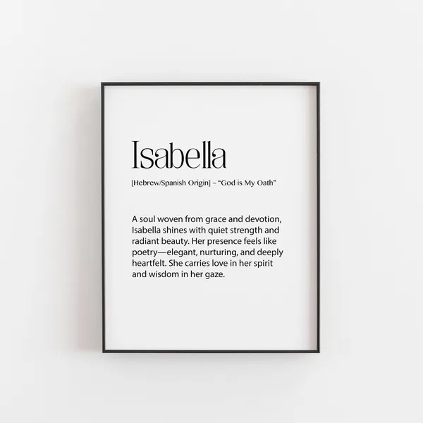 Isabella Name Meaning Art Print, Nursery Decor