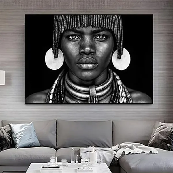 Black And White Afro Tribal Art Print