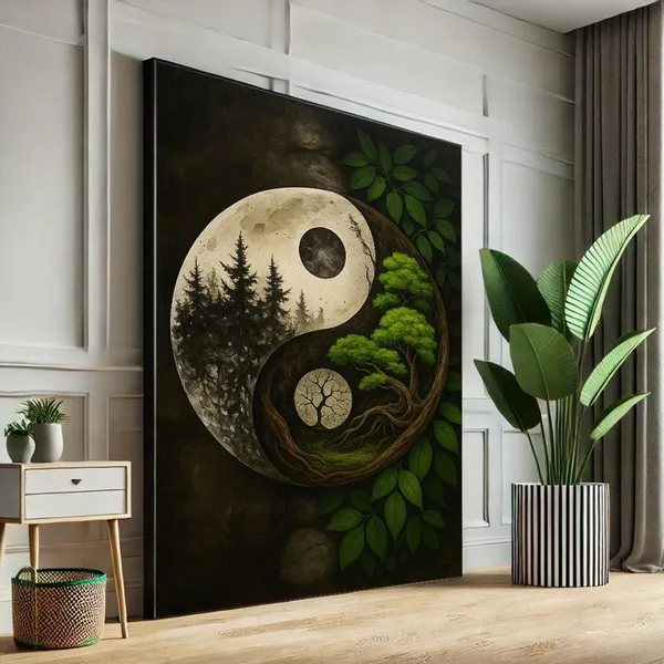 Yin Yang Nature Boho Living Room Art Print
