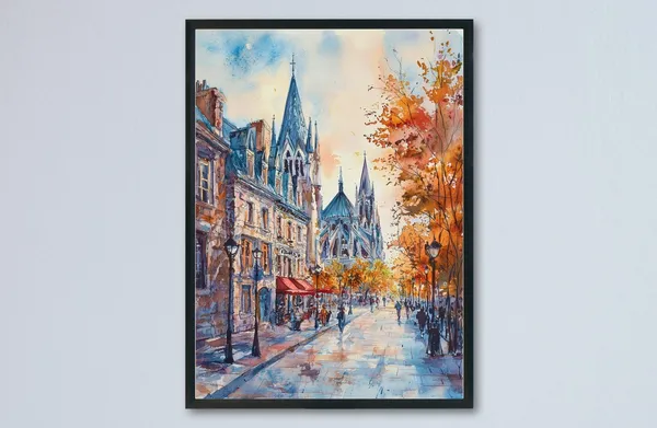 Montreal Watercolor Travel Poster, Canada City Decor