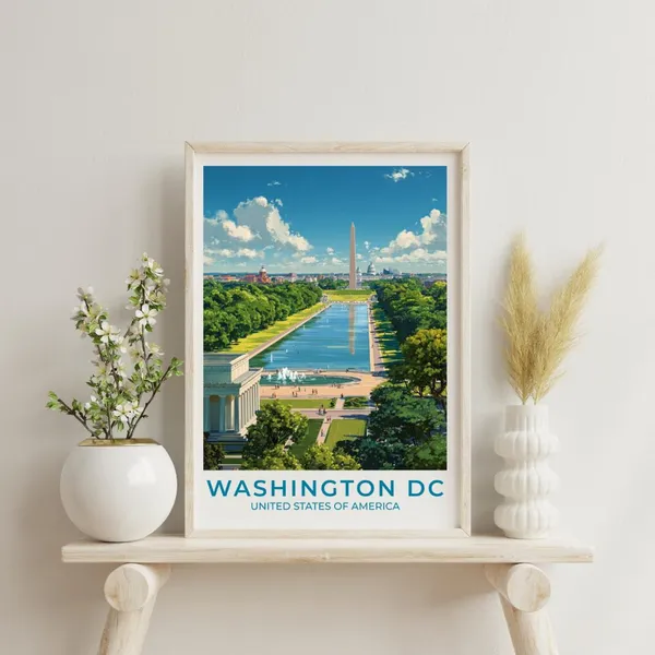 Washington DC Vintage Travel Poster, Scenic Tourist