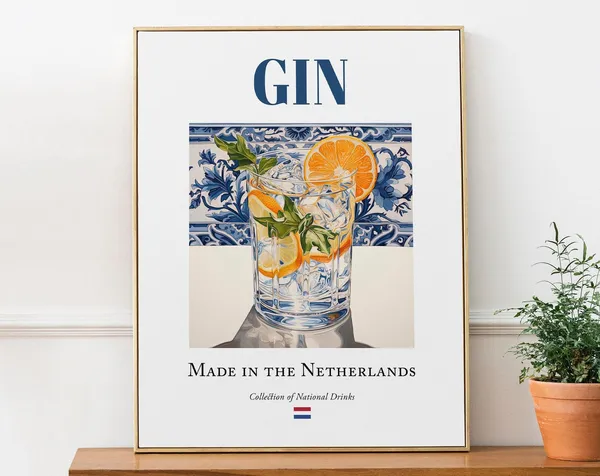 Gin On Maiolica Tile, Dutch Beverage Art Print