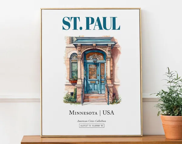 St Paul Minnesota USA Minimalist Watercolor Travel Poster