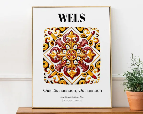 Wels, Oberaustria Austria Traditional Tile Pattern Art Print