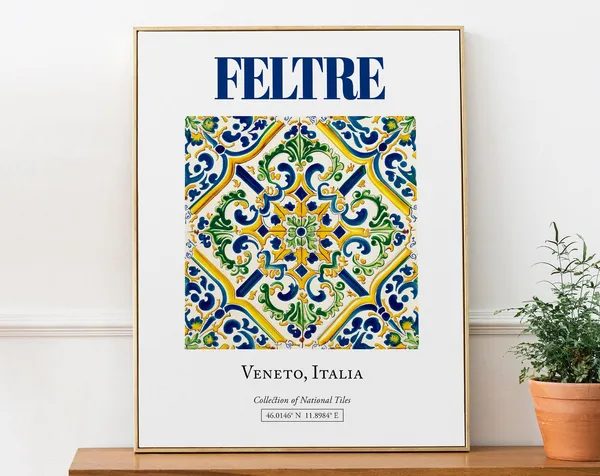 Feltre Veneto Italy Folk Maiolica Tile Poster