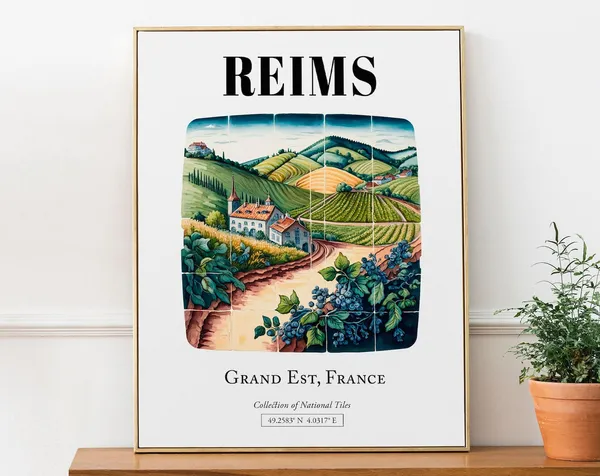 Reims Grand Est France Vineyards Travel Poster