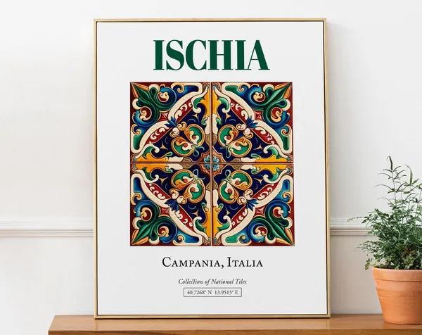 Ischia Campania Italy Maiolica Tile Travel Poster