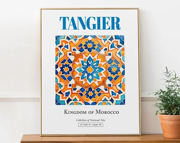Tangier Morocco Folk Traditional Tile Poster