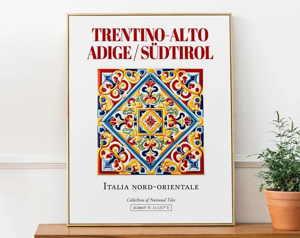 Trentino-Alto Adige Italy Folk Maiolica Tile Art Print