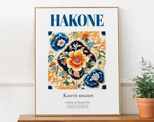 Hakone Japan Folk Traditional Tile Art Print