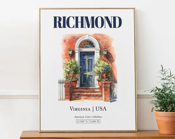 Richmond Virginia USA Minimalist Watercolor Travel Poster
