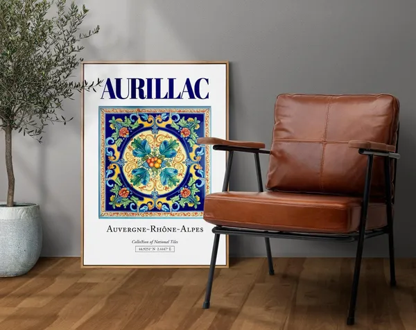 Aurillac France Folk Traditional Tile Poster Print