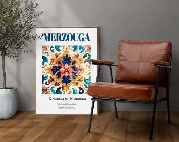 Merzouga Morocco Folk Traditional Tile Poster