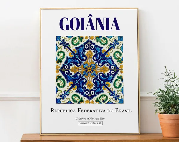 Goinia Brasil Traditional Azulejo Tile Poster