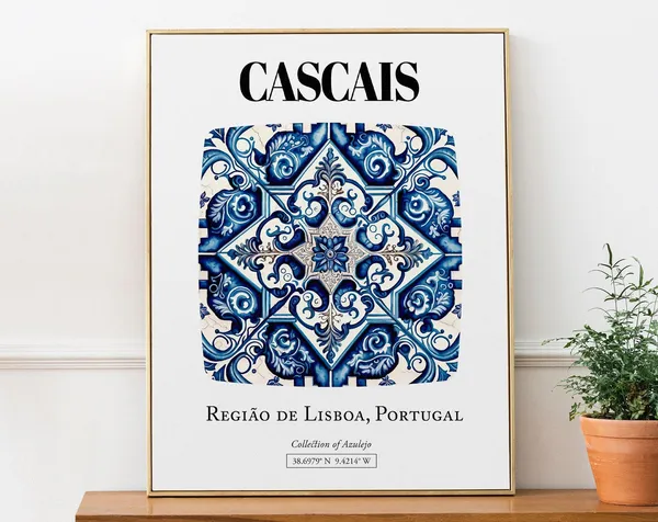 Cascais Traditional Tile Pattern Travel Poster