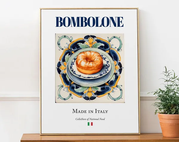 Bombolone on Maiolica Tile Plate, Italian Food Art Print