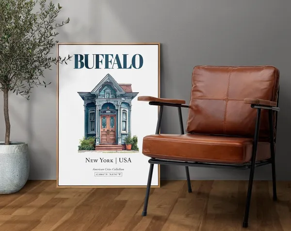 Buffalo, New York Minimalist Watercolor Art Print