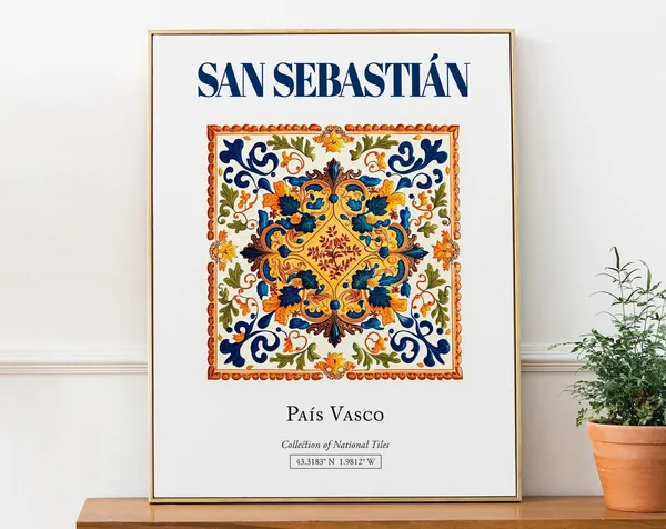 San Sebastián Pas Vasco Folk Tile Art Print