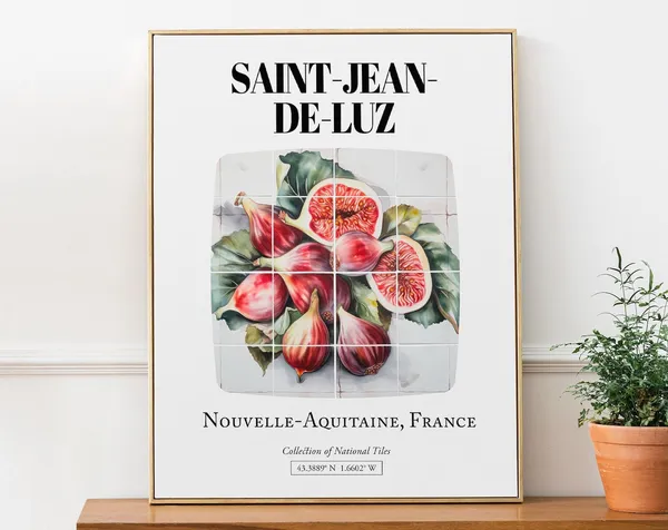Saint-Jean-de-Luz France Tile Pattern With Figs Art Print
