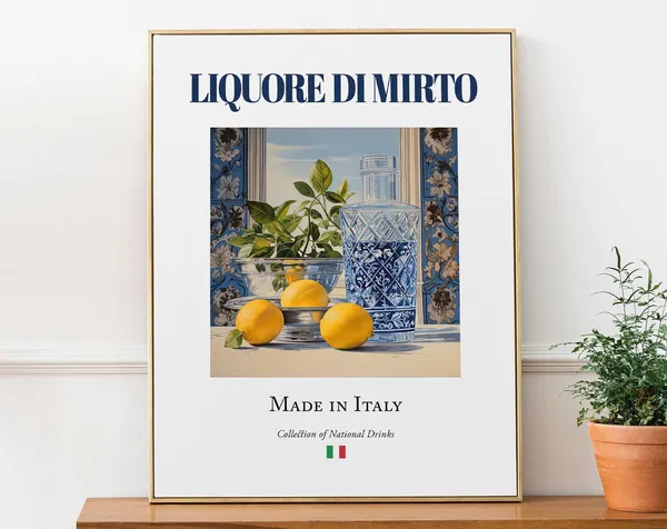Liquore Di Mirto Maiolica Tile, Italian Beverage Poster