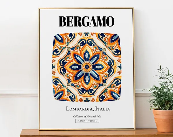 Bergamo Lombardia Italy Folk Tile Pattern Art Print