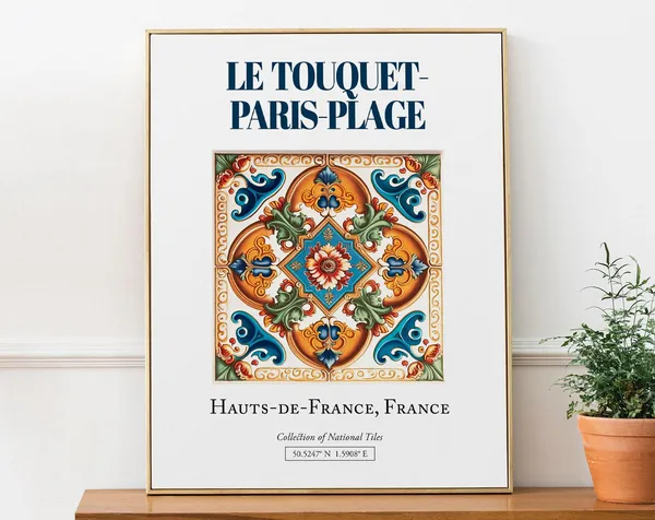 Le Touquet-Paris-Plage Folk Traditional Travel Poster
