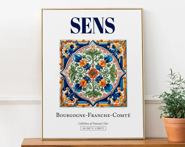 Sens Bourgogne-Franche-Comté France Minimalist Travel Poster
