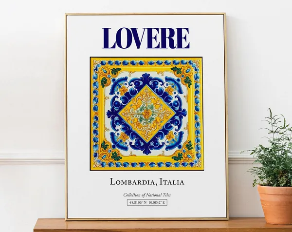 Lovere Lombardia Italy Minimalist Maiolica Tile Art Print